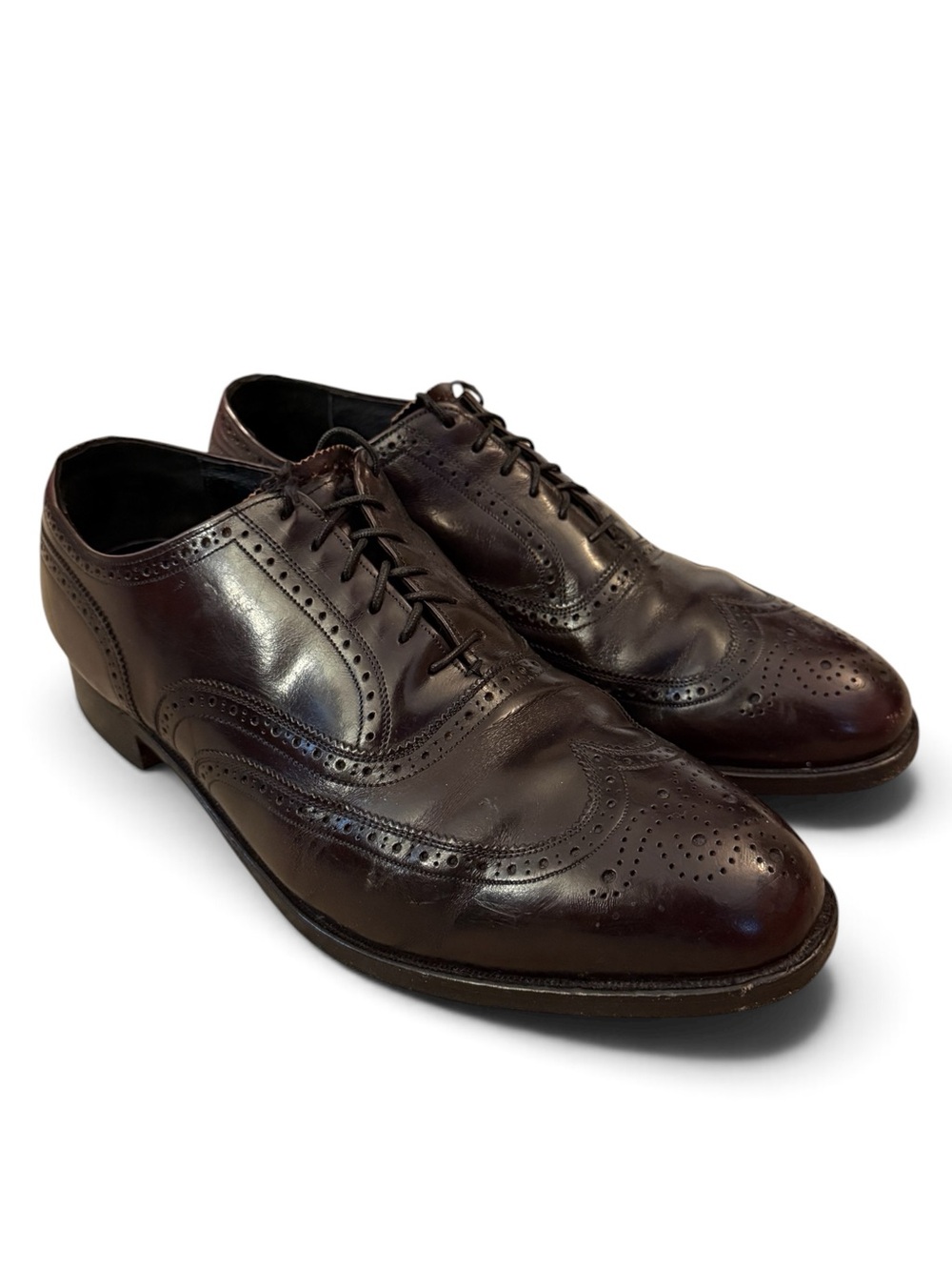 French Shriner Sterling Wingtip Oxford 10.5 EEE Oxblood Burgundy Leather Brogue